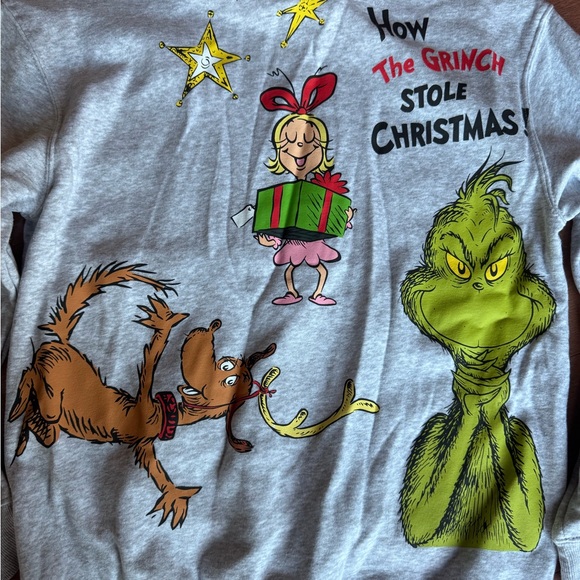 BNWT Dr. Seuss Gray Grinch and Max Graphic Sweatshirt - Picture 2 of 3